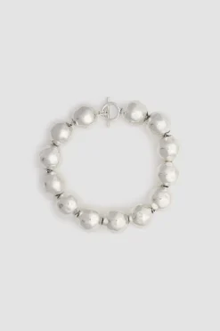 Collier à boules martelées en laiton argenté