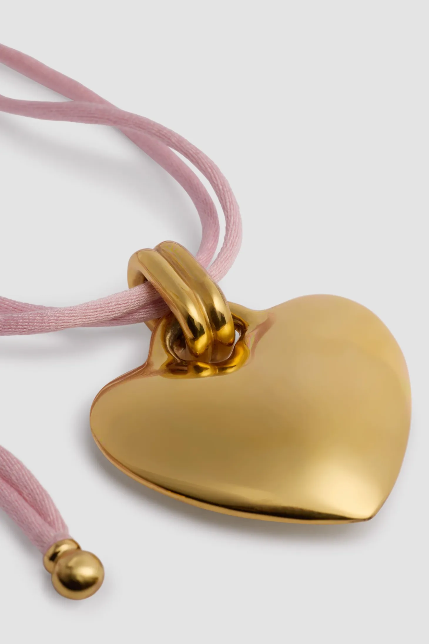 Collier à pendentif cœur en laiton doré et coton