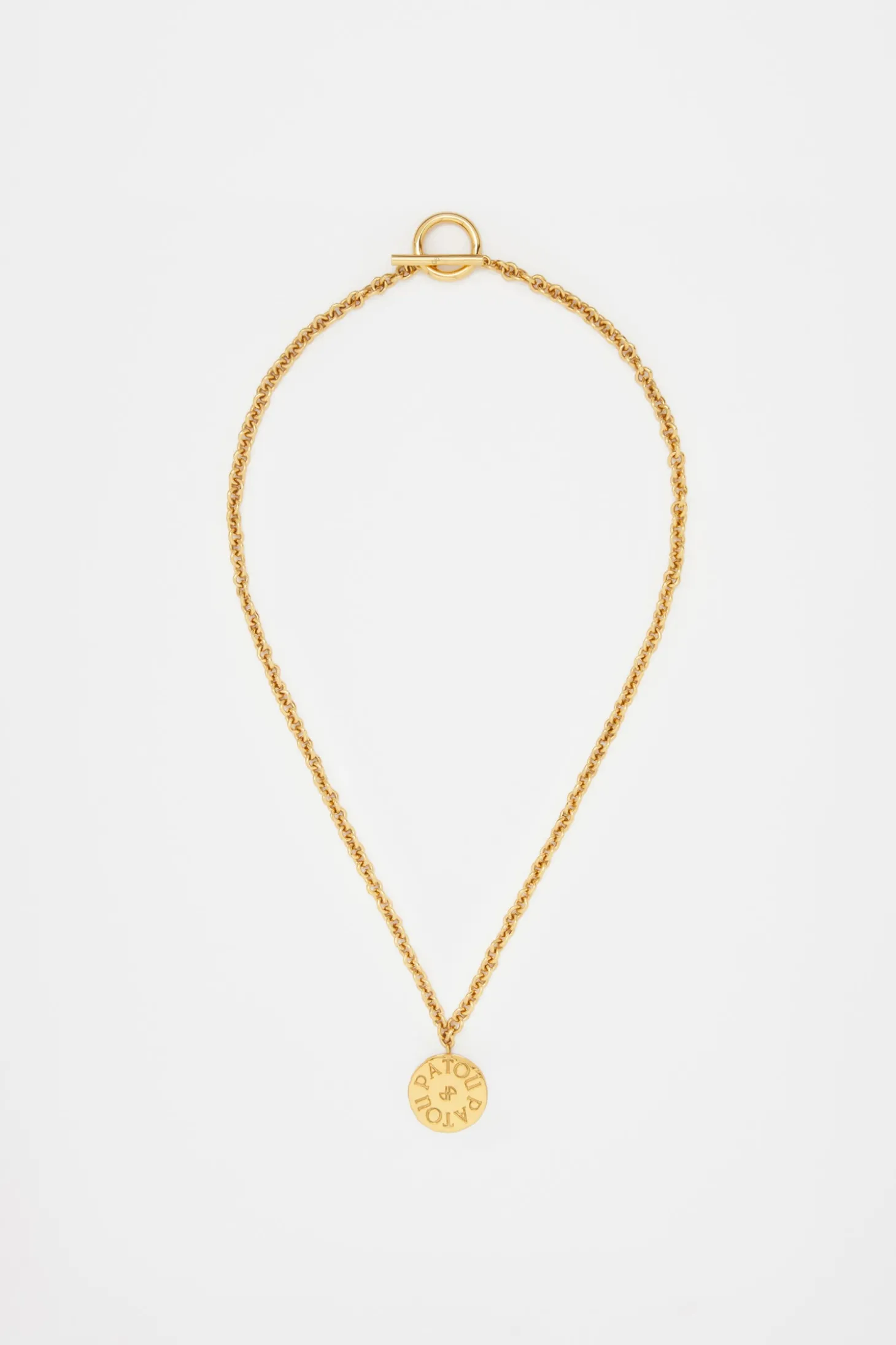 Collier à pendentif pièce en laiton doré