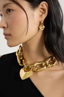 Collier chaîne à cœur en laiton doré