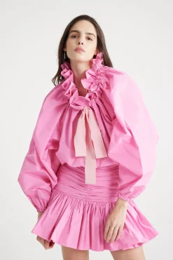 Haut à manches bouffantes en faille recyclée