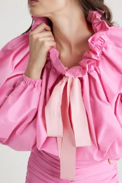 Haut à manches bouffantes en faille recyclée