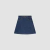 Jupe courte à médaillon en denim de coton bio