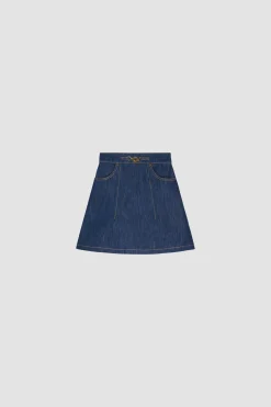 Jupe courte à médaillon en denim de coton bio
