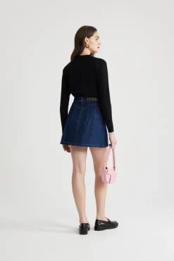 Jupe courte à médaillon en denim de coton bio