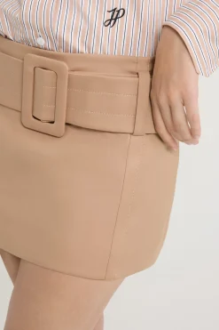 Jupe courte ceinturée en sergé de coton bio