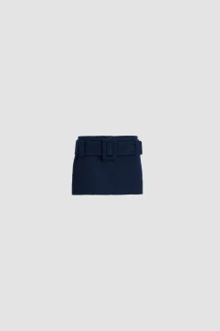 Jupe courte ceinturée en tweed de coton bio léger
