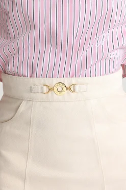 Jupe courte évasée en denim de coton