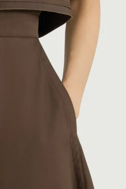 Jupe longue évasée en gabardine de coton bio