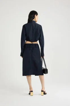 Jupe midi ceinturée en nylon léger recyclé