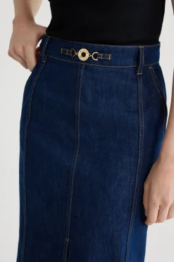 Jupe midi fendue en denim bio
