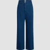 Pantalon à ceinture large en denim de coton