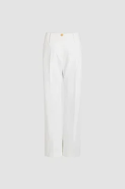 Pantalon à ceinture large en gabardine de coton bio