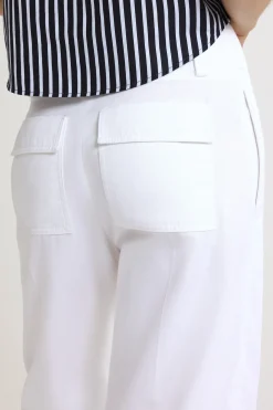 Pantalon à ceinture large en gabardine de coton bio