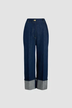 Pantalon en denim bio à revers