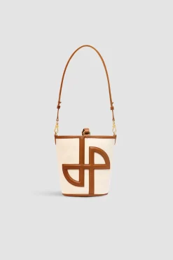 Petit sac seau JP en cuir et coton
