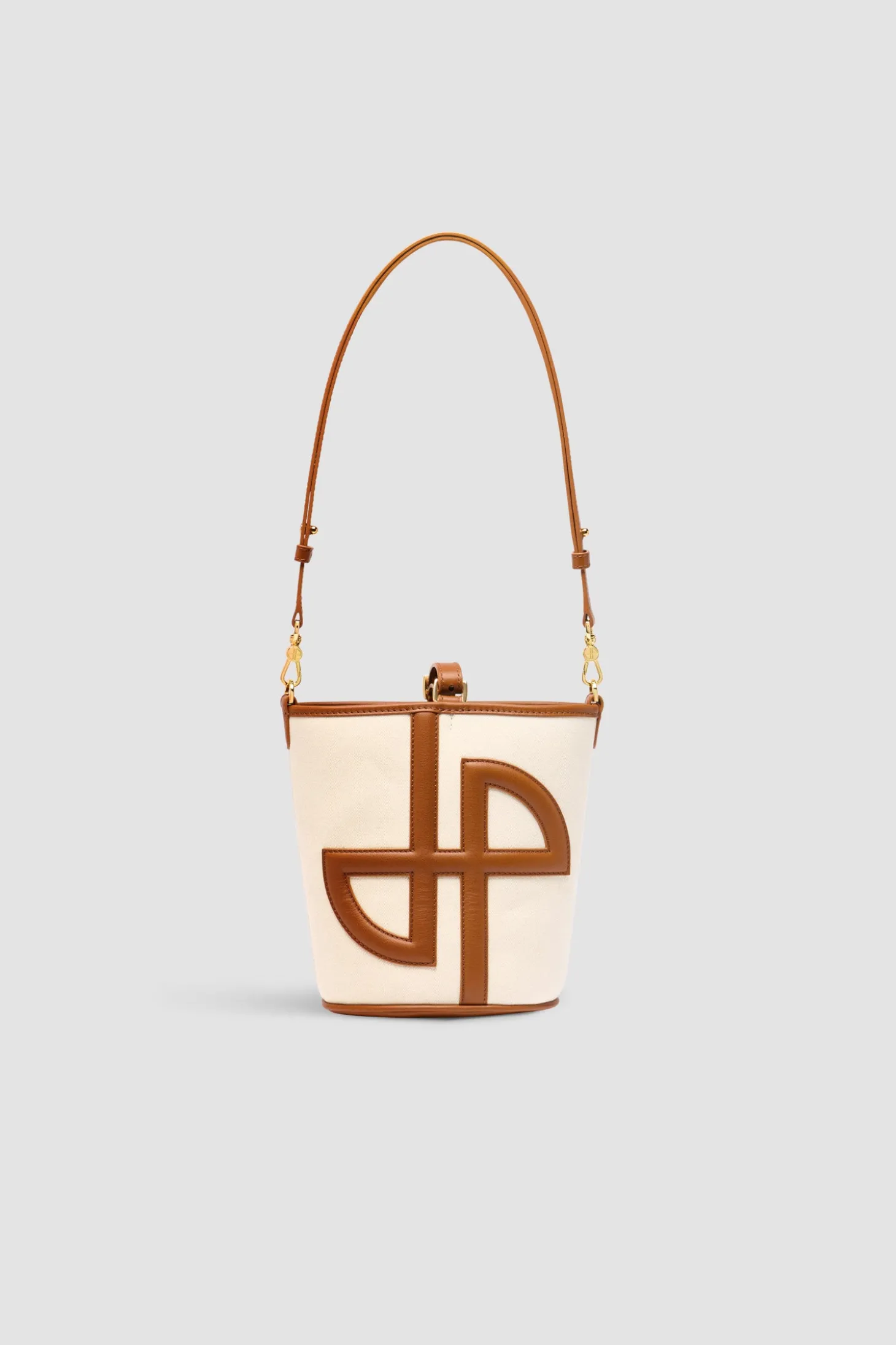 Petit sac seau JP en cuir et coton