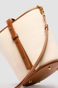 Petit sac seau JP en cuir et coton