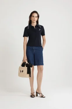 Polo à monogramme JP brodé en coton bio piqué