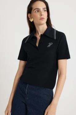 Polo à monogramme JP brodé en coton bio piqué