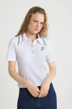 Polo à monogramme JP brodé en coton bio piqué