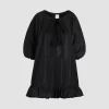 Robe à ourlet volanté en faille recyclée