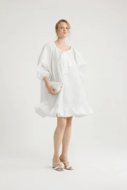 Robe à ourlet volanté en faille recyclée
