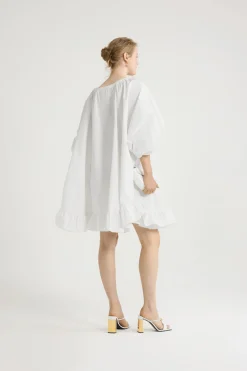 Robe à ourlet volanté en faille recyclée
