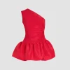 Robe boule courte asymétrique en ottoman recyclé