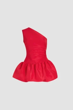 Robe boule courte asymétrique en ottoman recyclé