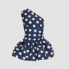 Robe boule courte asymétrique en ottoman imprimé recyclé