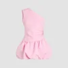 Robe boule courte asymétrique en ottoman recyclé