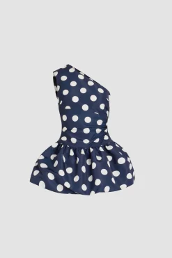 Robe boule courte asymétrique en ottoman imprimé recyclé