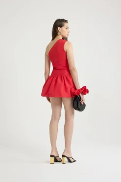 Robe boule courte asymétrique en ottoman recyclé