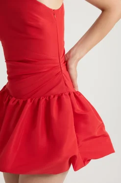 Robe boule courte asymétrique en ottoman recyclé