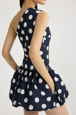 Robe boule courte asymétrique en ottoman imprimé recyclé