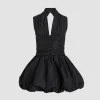 Robe boule courte dos nu en faille recyclée