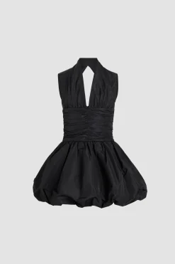 Robe boule courte dos nu en faille recyclée