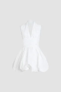Robe boule courte dos nu en faille recyclée