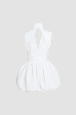 Robe boule courte dos nu en faille recyclée