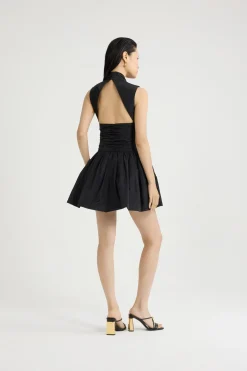 Robe boule courte dos nu en faille recyclée