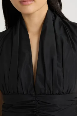 Robe boule courte dos nu en faille recyclée