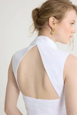 Robe boule courte dos nu en faille recyclée