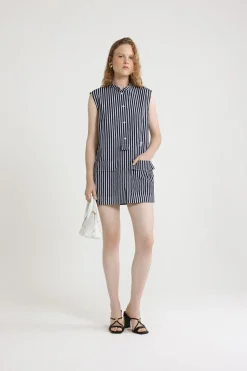 Robe chemise courte en popeline de coton bio imprimée