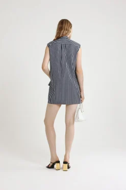 Robe chemise courte en popeline de coton bio imprimée