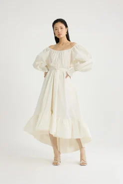 Robe cocktail longue en faille recyclée
