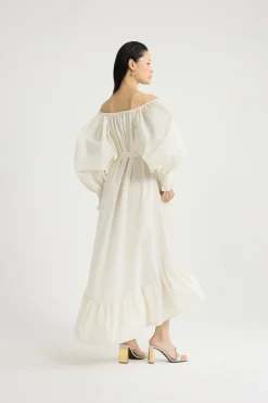 Robe cocktail longue en faille recyclée