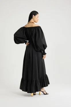 Robe cocktail longue en faille recyclée