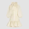 Robe courte à manches bouffantes en faille recyclée