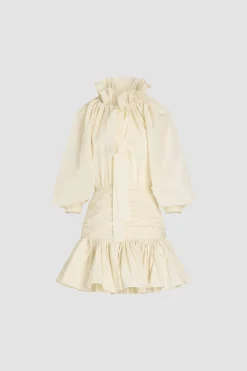 Robe courte à manches bouffantes en faille recyclée